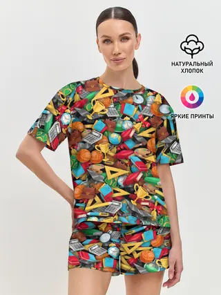 Женская пижама с шортами / Снова в школу