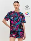 Женская пижама с шортами / Мультяшные кислотные картинки