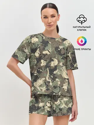 Женская пижама с шортами / Камуфляж с костями