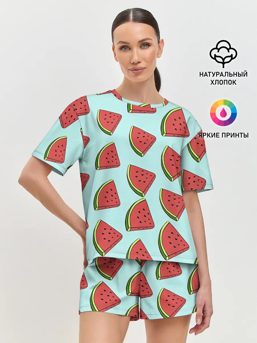 Женская пижама с шортами / Дольки арбузов