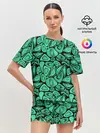 Женская пижама с шортами / Зеленый абстрактный узор