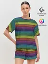 Женская пижама с шортами / Этнический радужный орнамент