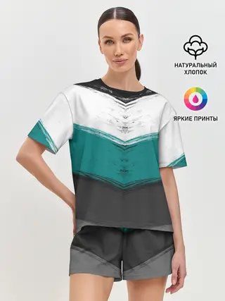 Женская пижама с шортами / Полосатый абстрактный принт