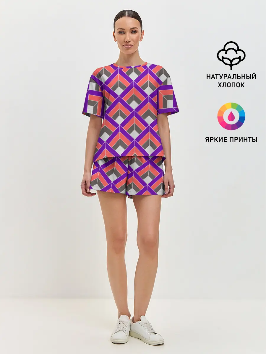 Женская пижама с шортами / Шотландка / Plaid