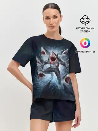 Женская пижама с шортами / АКУЛА МОНСТР