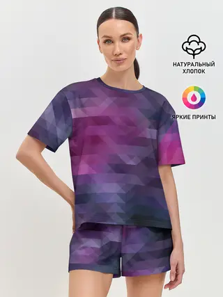 Женская пижама с шортами / Фиолетово-бордовый узор