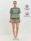 Женская пижама с шортами / Новогодний зимний орнамент