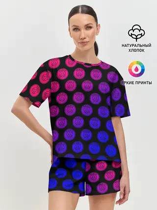 Женская пижама с шортами / ПСЖ Неон