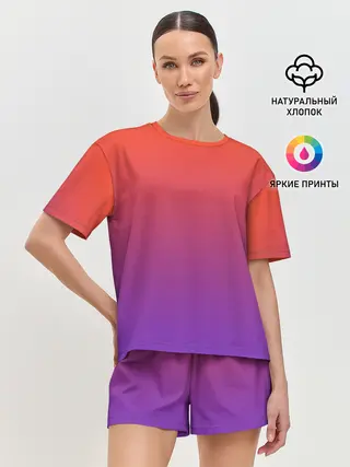 Женская пижама с шортами / Оранжевый и Фиолетовый