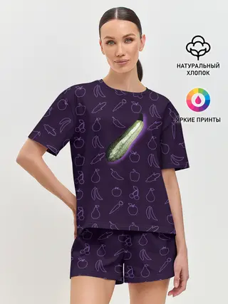 Женская пижама с шортами / Сбор урожая. Кабачок