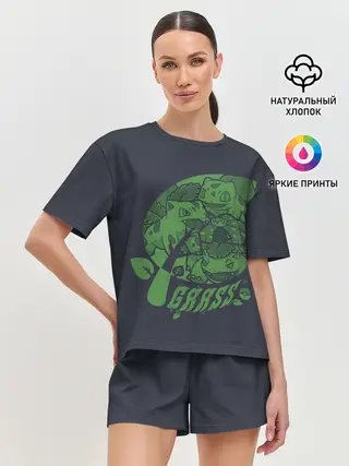 Женская пижама с шортами / Травяные покемоны