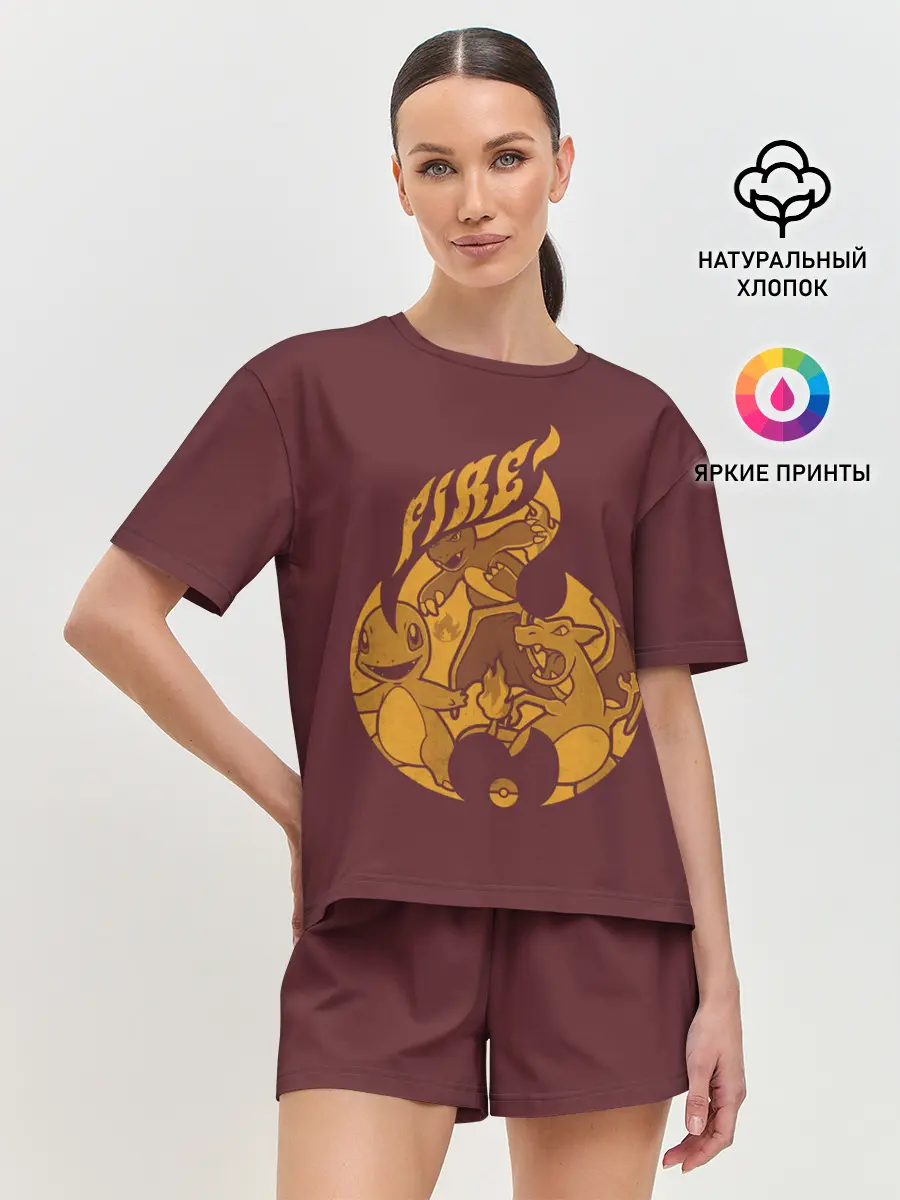 Женская пижама с шортами / Покемоны огня