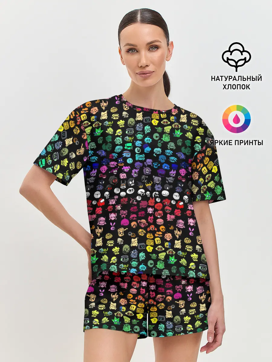 Женская пижама с шортами / ПЕРСОНАЖИ ИГРЫ FNF
