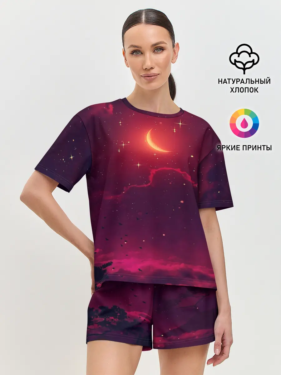 Женская пижама с шортами / СКАЗОЧНАЯ НОЧЬ 2 КРАСНЫЙ