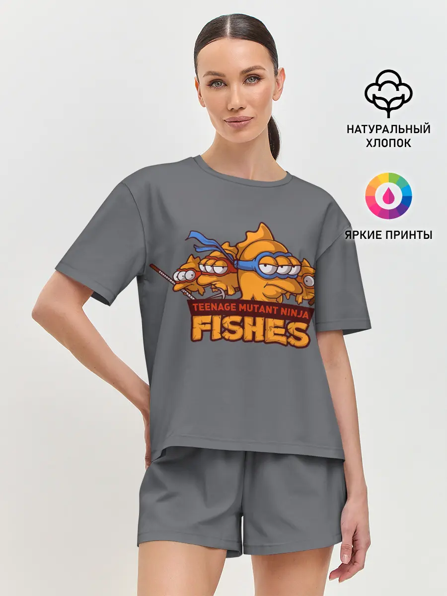 Женская пижама с шортами / Рыбы ниндзя
