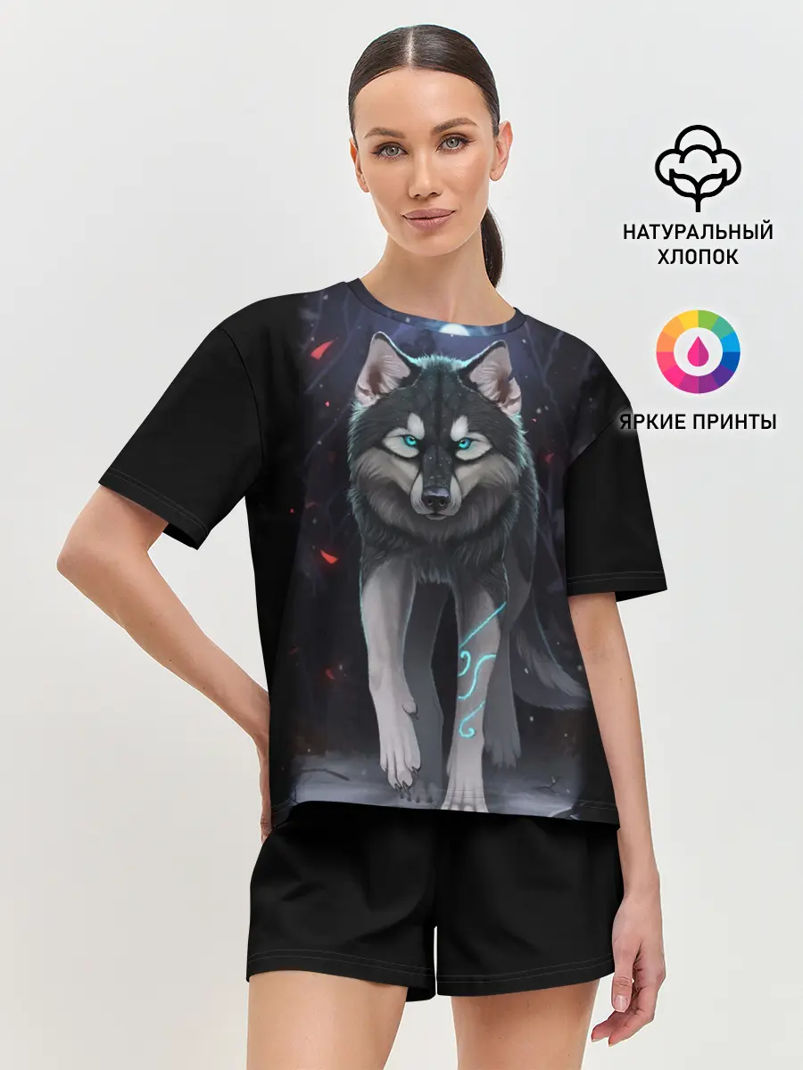 Женская пижама с шортами / КРАСИВЫЙ ВОЛК