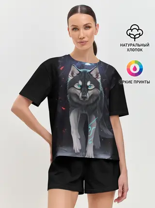 Женская пижама с шортами / КРАСИВЫЙ ВОЛК