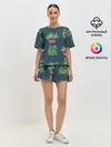 Женская пижама с шортами / Цветы рябчика на темном фоне