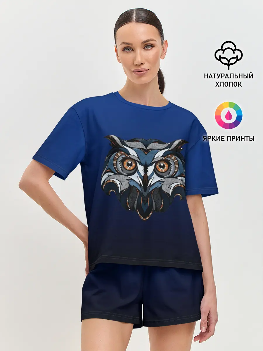 Женская пижама с шортами / Сова
