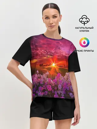 Женская пижама с шортами / МАЛИНОВЫЙ ЗАКАТ