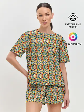 Женская пижама с шортами / Цветные фигуры