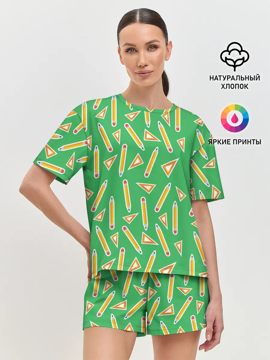 Женская пижама с шортами / Карандаш и линейка