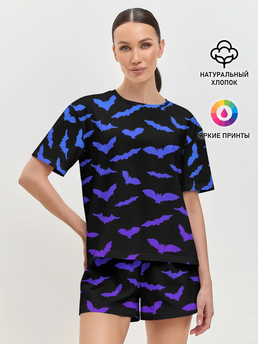 Женская пижама с шортами / Летучие хищники