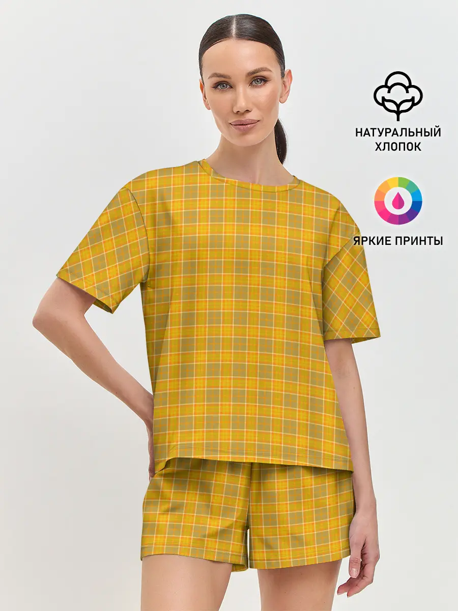 Женская пижама с шортами / Клетка N2