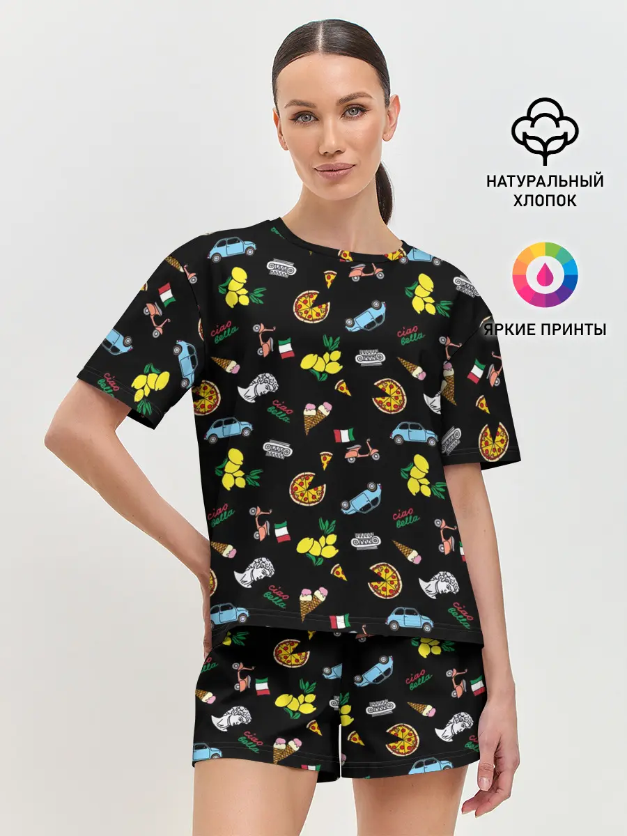 Женская пижама с шортами / Итальянский паттерн