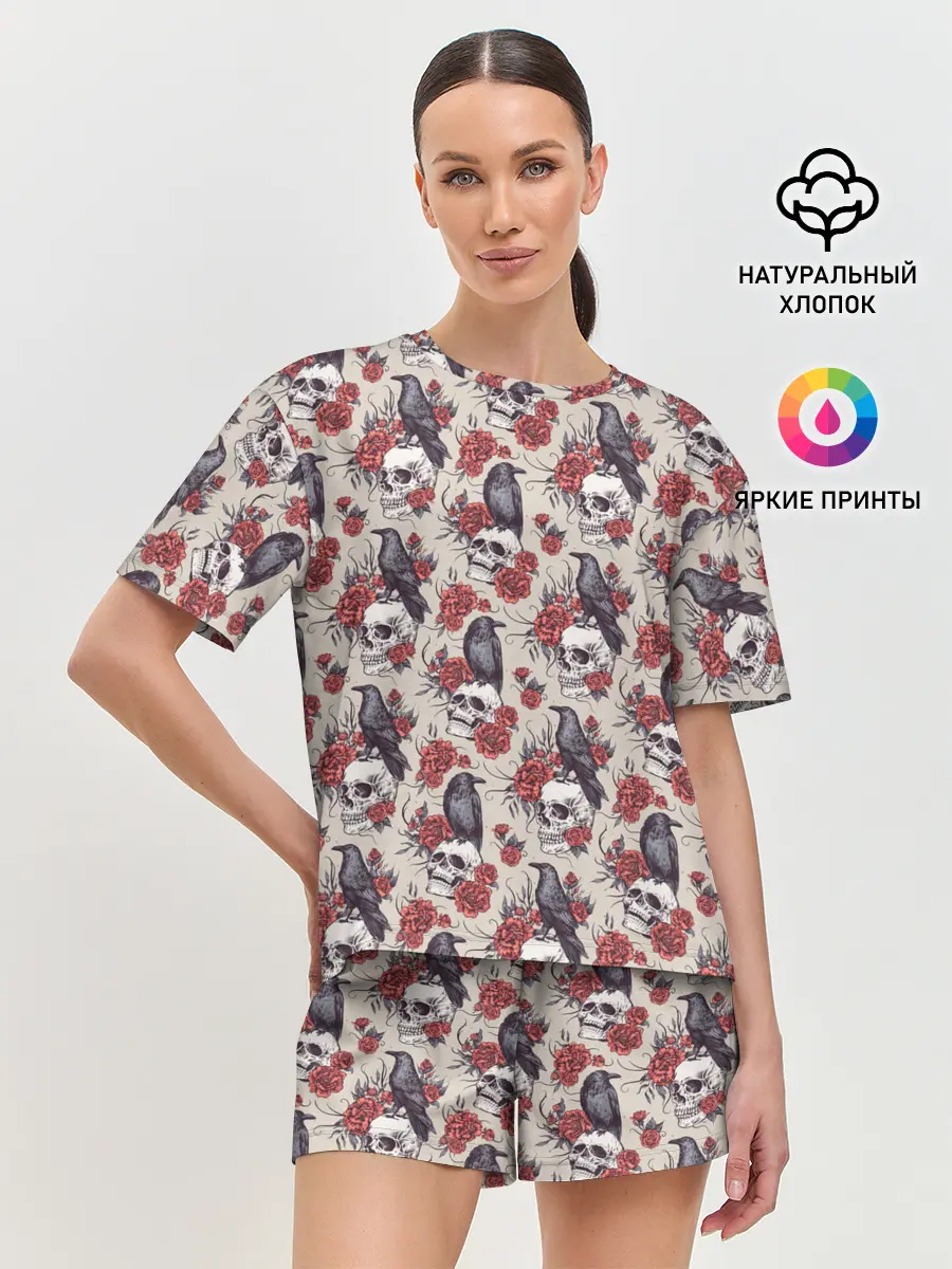 Женская пижама с шортами / Skull raven