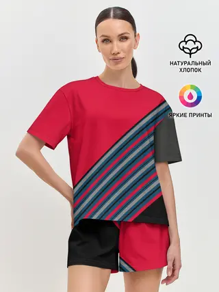 Женская пижама с шортами / Абстрактный асимметричный