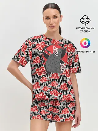 Женская пижама с шортами / Бакэнэко