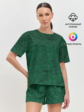 Женская пижама с шортами / Изумрудный мех