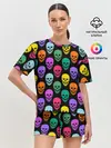Женская пижама с шортами / Разноцветные черепа . Готика