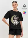 Женская пижама с шортами / КОТИК НА ЛУНЕ