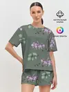Женская пижама с шортами / Розовые орхидеи