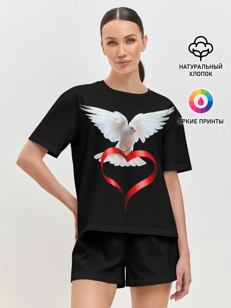 Женская пижама с шортами / Голубь любви