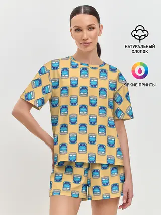 Женская пижама с шортами / Сгущенка паттерн