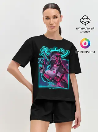 Женская пижама с шортами / Neon girl