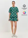 Женская пижама с шортами / Рыжий кот паттерн