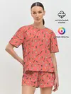 Женская пижама с шортами / Шахматы паттерн