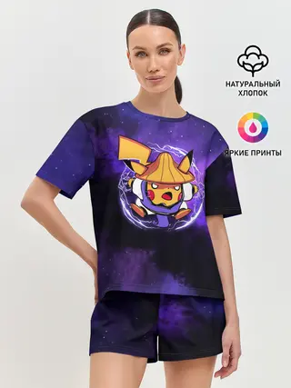 Женская пижама с шортами / Пикачу прыжок в молниях