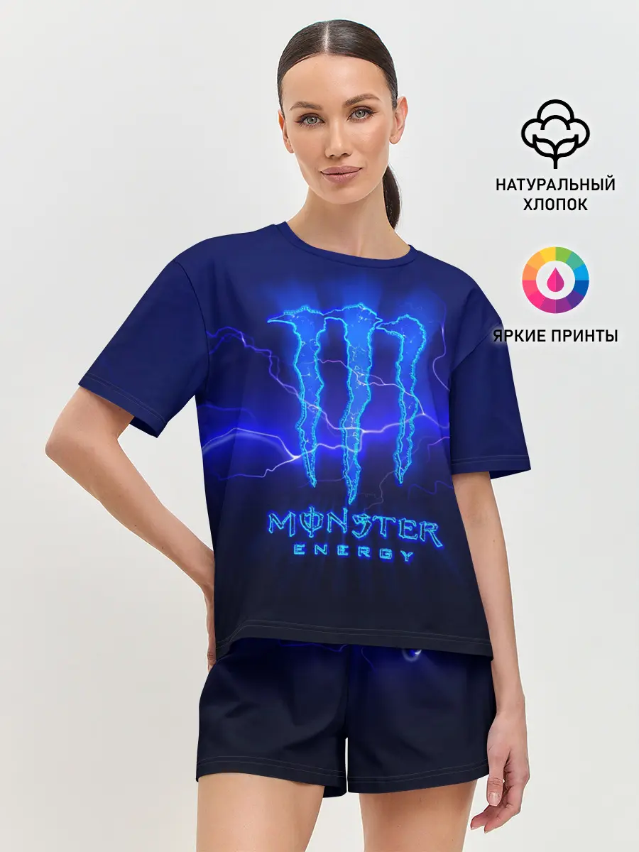 Женская пижама с шортами / MONSTER ENERGY МОЛНИЯ