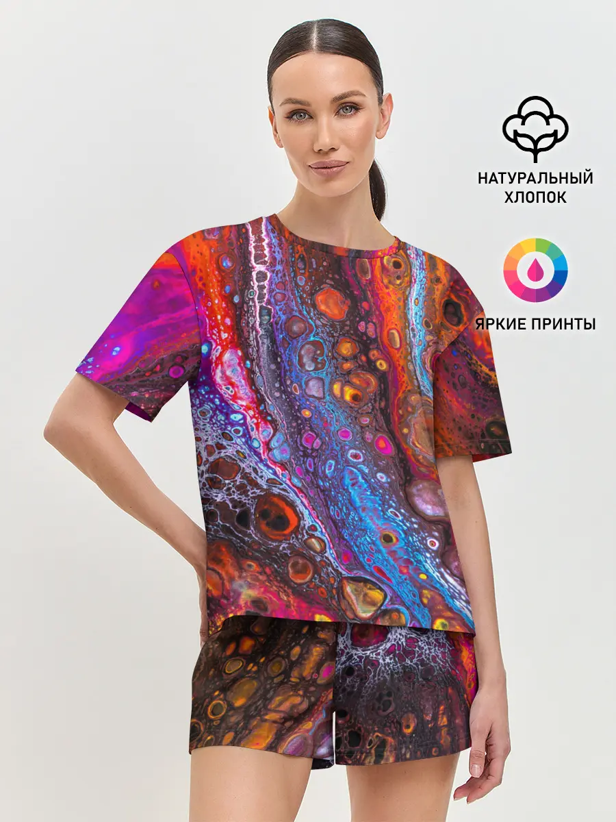 Женская пижама с шортами / Брызги на камнях