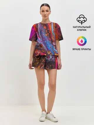 Женская пижама с шортами / Брызги на камнях