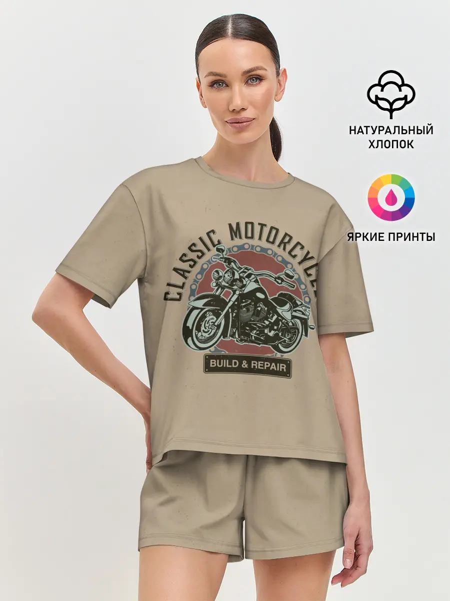 Женская пижама с шортами / Классические мотоцклы
