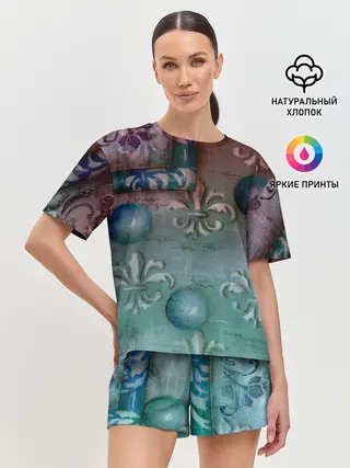 Женская пижама с шортами / Объемная абстракция - Флер-де-лис
