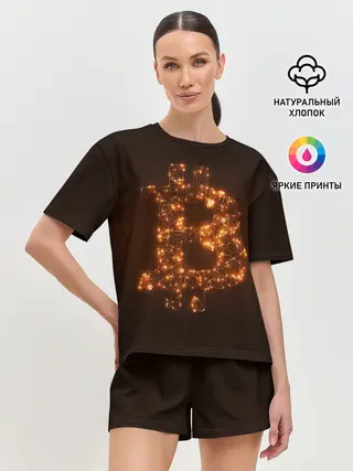 Женская пижама с шортами / СВЕТЯЩИЙСЯ BITCOIN