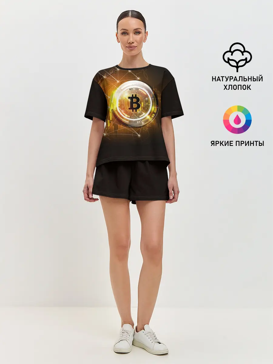 Женская пижама с шортами / КРИПТОВАЛЮТА БИТКОИН