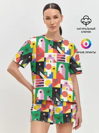 Женская пижама с шортами / Геометрия города